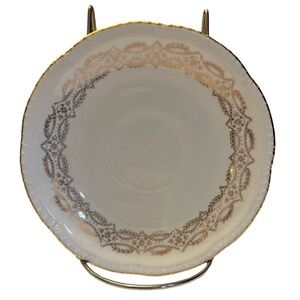 Homer USA (2) Cream and Gold Floral Rim Porcelain Saucers
